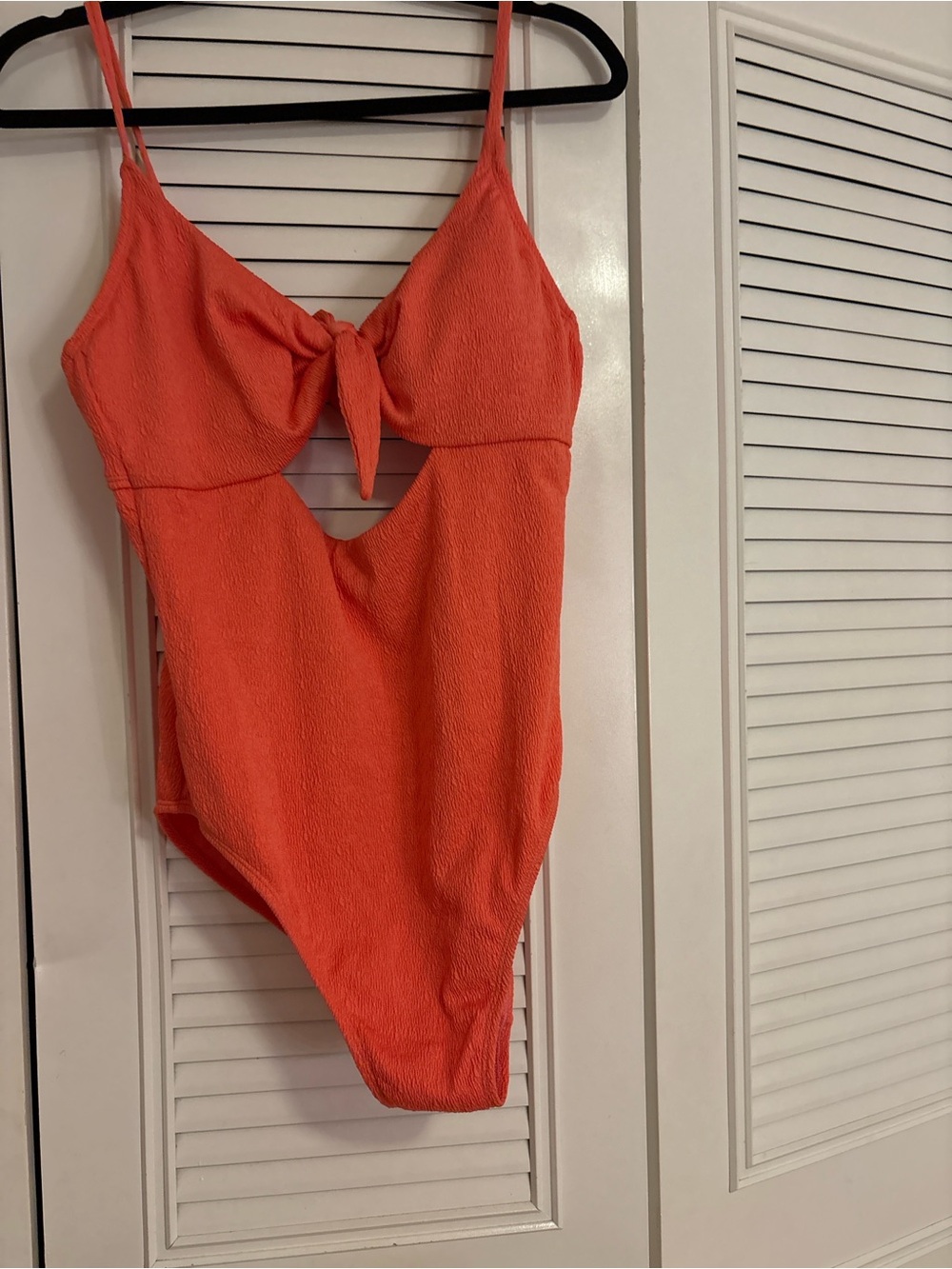 Women’s Orange Tie-Front One-Piece Swimsuit